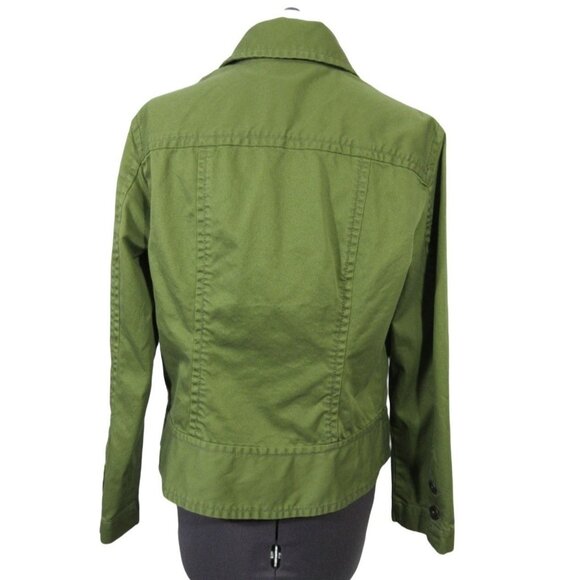 Chico's women's green cotton‎ twill military style utility jacket M - Picture 3 of 10